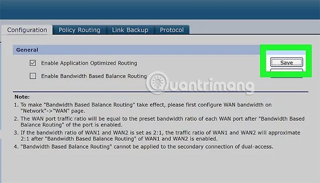 Enable Bandwidth Based Balance Routing