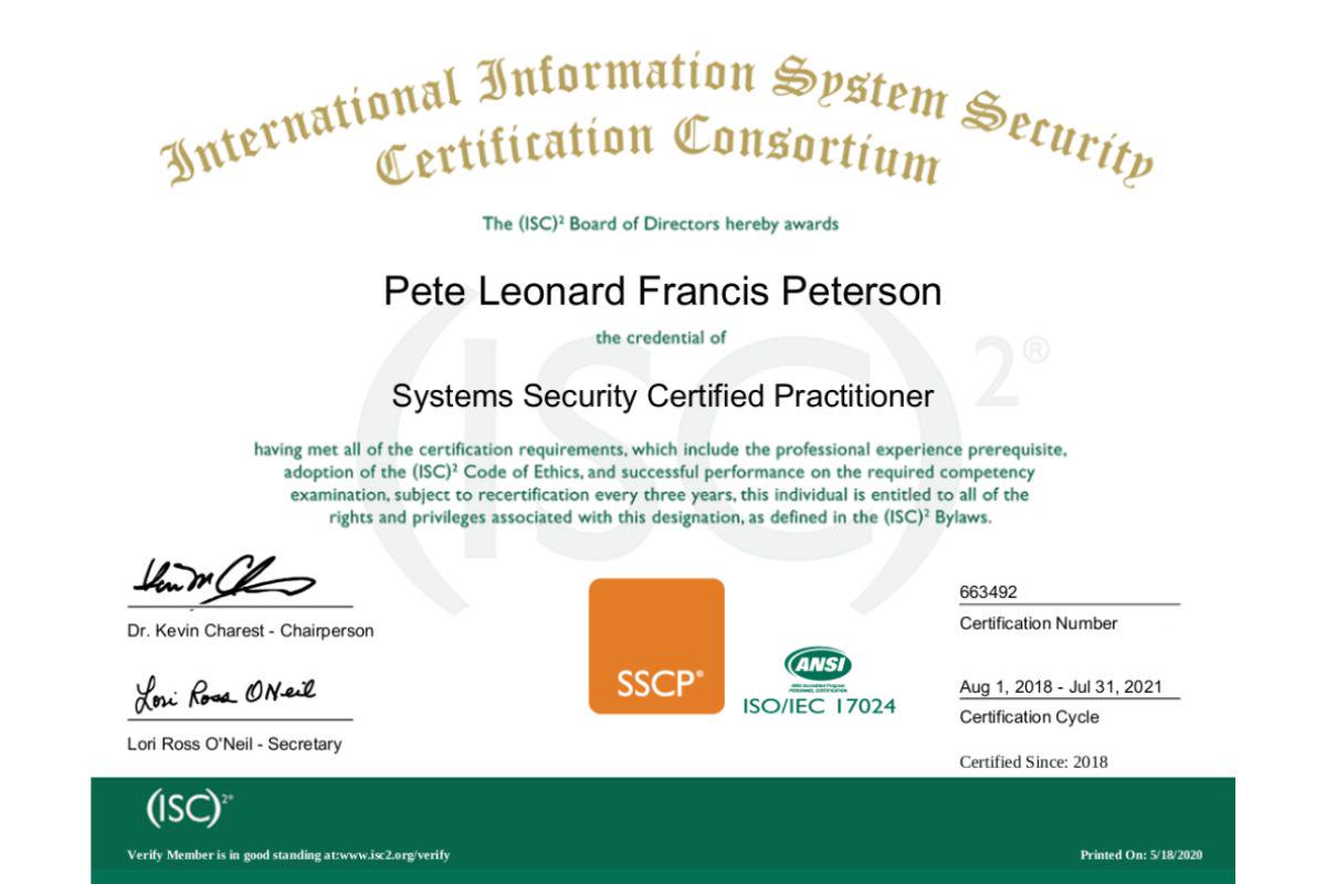 Systems Security Certified Practitioner (SSCP)