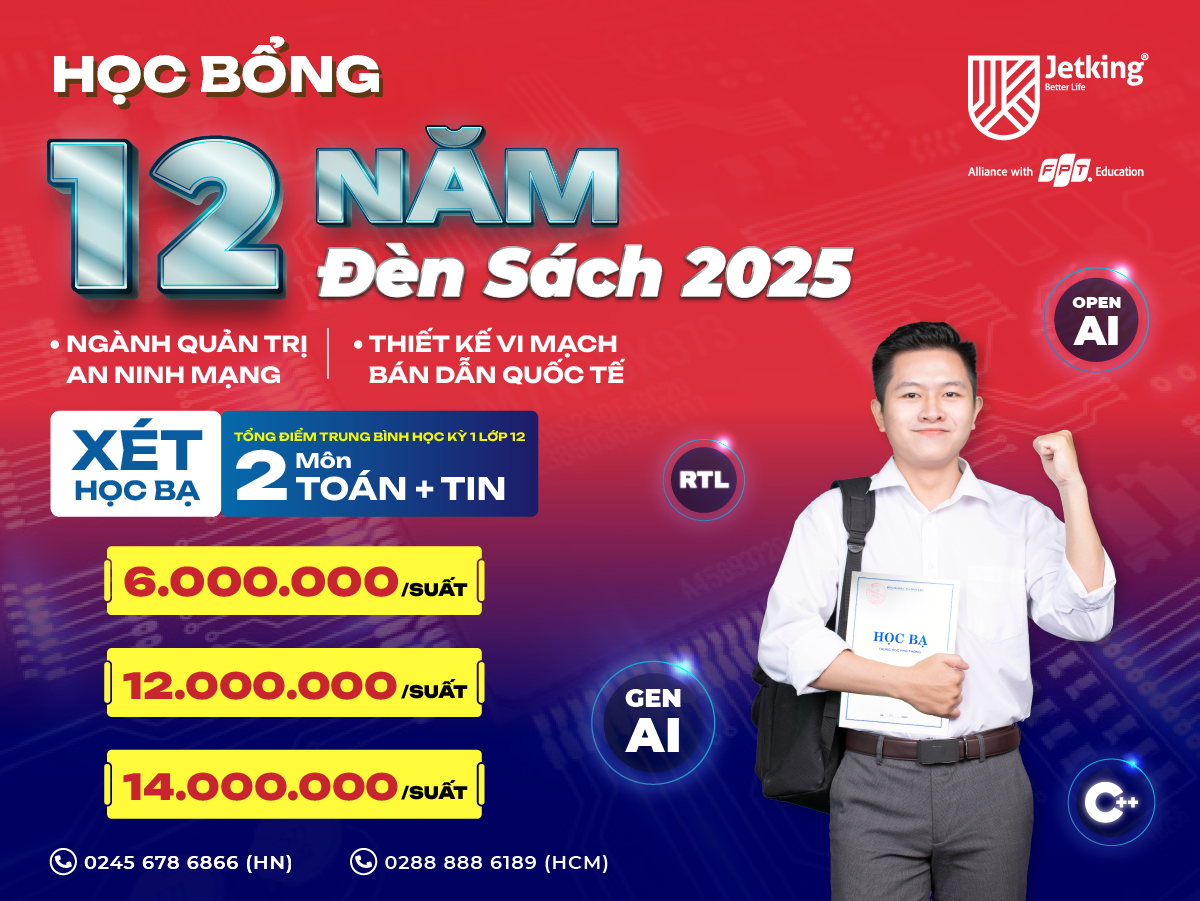 Học bổng “12 Năm Đèn Sách” tại FPT Jetking