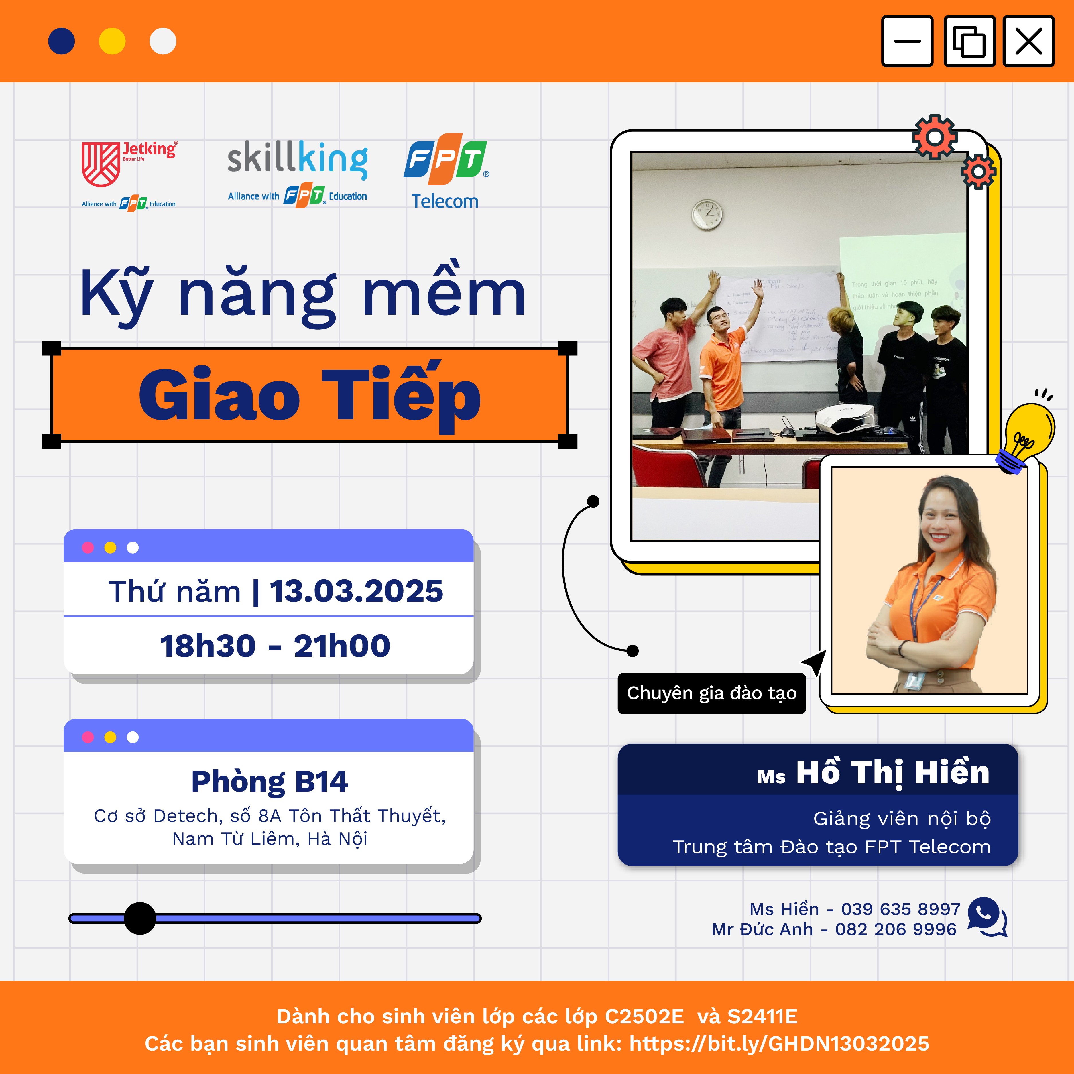 Giờ học doanh nghiệp 1303 - Kỹ năng giao tiếp chuyên nghiệp cho sinh viên Marketing & CNTT