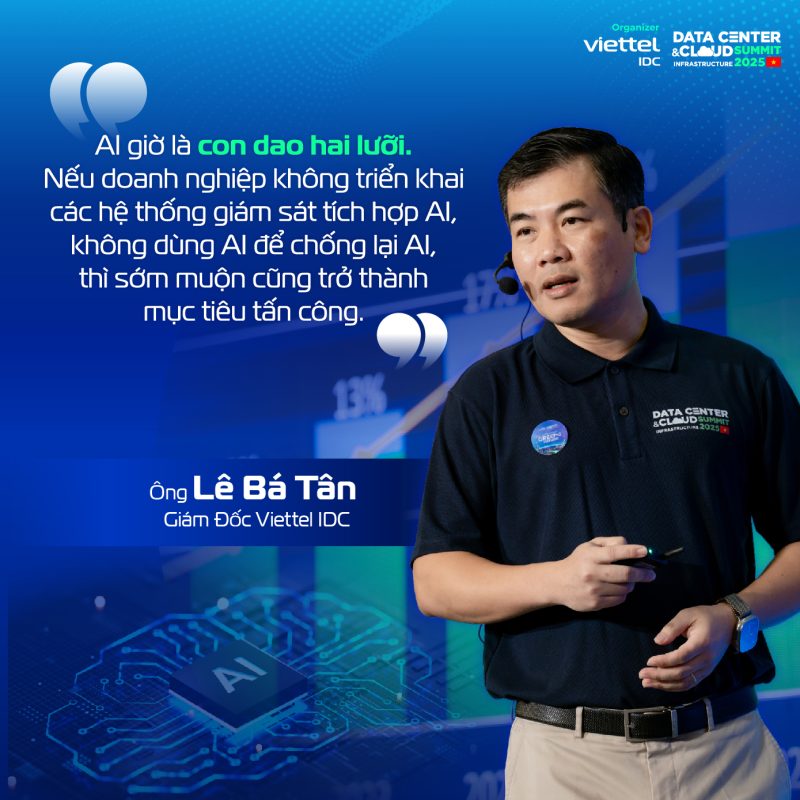 Phát biểu tại sự kiện, ông Lê Bá Tân – Giám đốc Viettel IDC nhấn mạnh rằng AI sẽ là động lực cốt lõi định hình nền kinh tế số Việt Nam trong những năm tới.