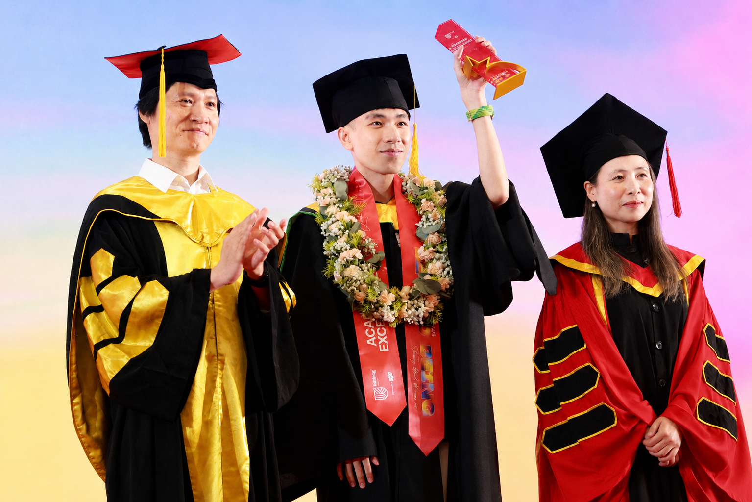 Sinh viên Lại Quốc Huy tại buổi lễ tốt nghiệp
